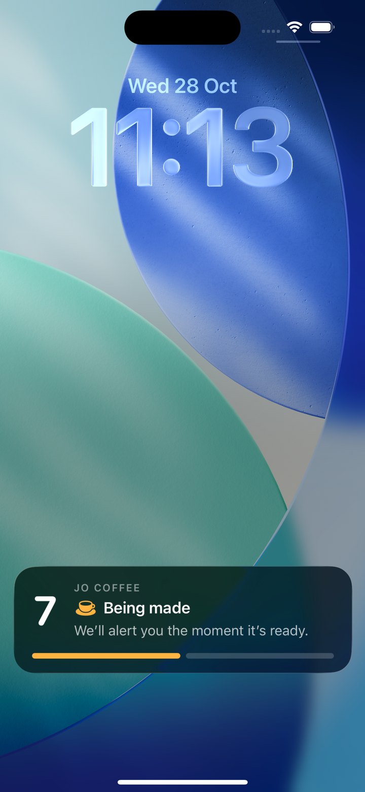 The order 7 Live Activity on the iPhone lock screen